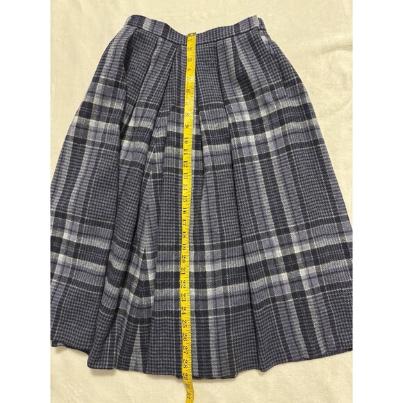 James Pringle Holm Mills Scotland Wool Skirt Blue Plaid Size 10 Long - Picture 5 of 10